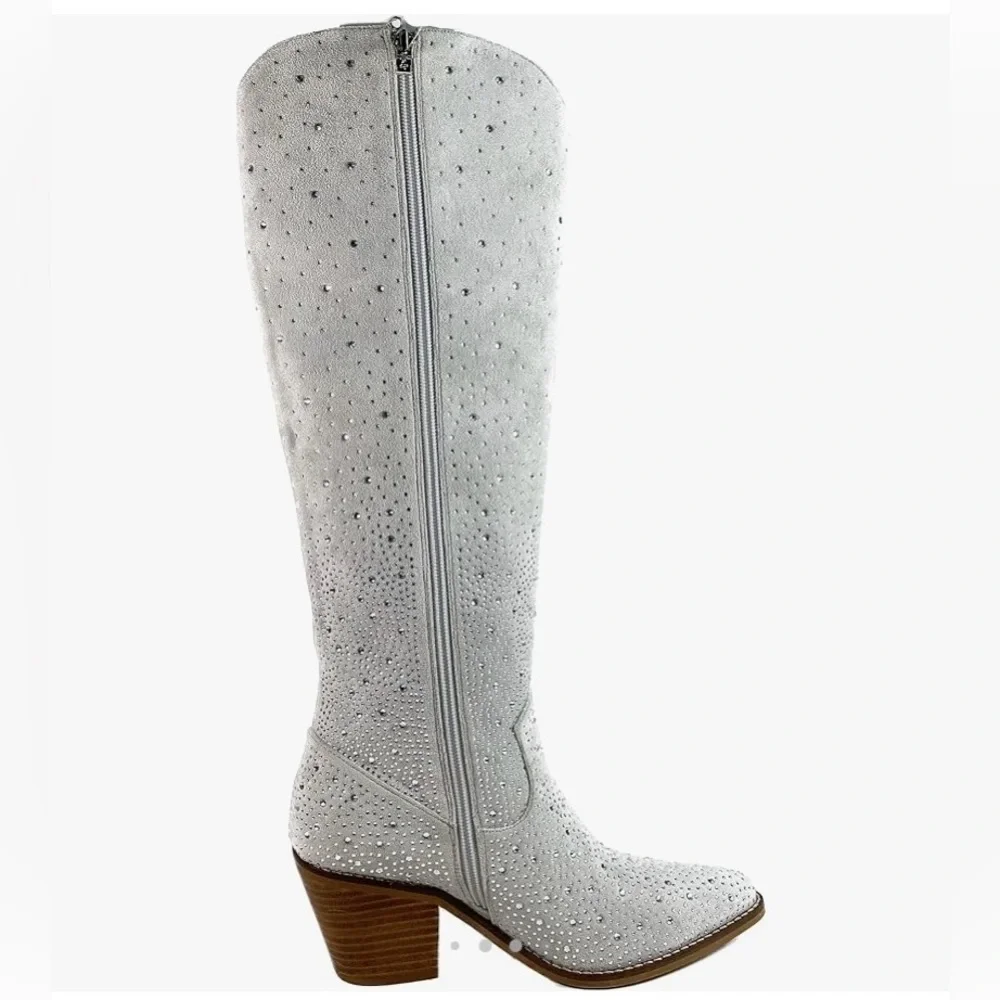 ARIDER GIRL Shine Women's Rhinestone Embellished Almond Toe Side Zipper Boot